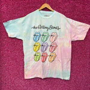 The Rolling Stones Hot Lips Pop Art Rock Pastel Tie Dye XL